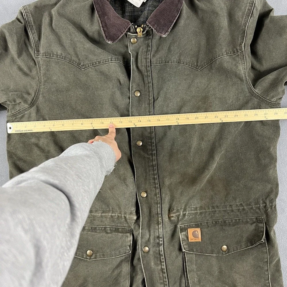 Vintage Carhartt Jacket Mens 2XL Green Barn Coat Blanket Lined Workwear Thrashed - Picture 9 of 10